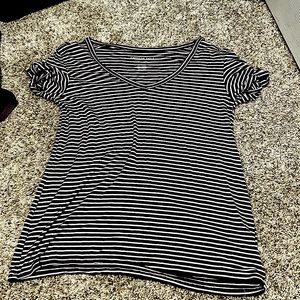 burgundy and white striped shirt